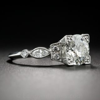1.55 Carat Diamond and Platinum Vintage Engagement Ring - GIA K VS2