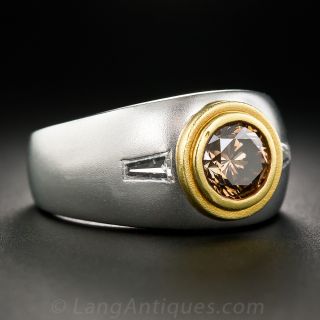1.55 Carat Natural Cognac Diamond Gent's Ring