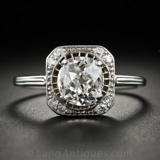 1.55 Carat Old Mine-Cut Diamond Antique Engagement Ring