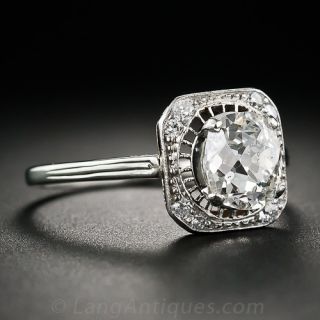 1.55 Carat Old Mine-Cut Diamond Antique Engagement Ring