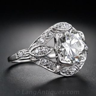 1.55 Carat Platinum and Diamond Art Deco Engagement Ring