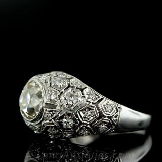 1.55 ct. Center Diamond Art Deco Dome Ring