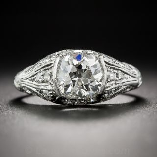 1.56 Carat Cushion-Cut Art Deco Diamond Ring
