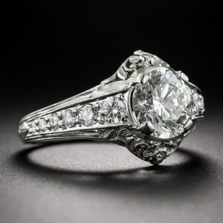1.56 Carat Diamond and Platinum Van Craeynest Engagement Ring