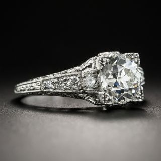 1.57 Carat Diamond Platinum Art Deco Engagement Ring - GIA K VS1