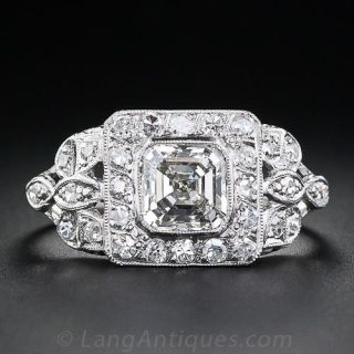 1.58 Carat Asscher  Cut Diamond Ring
