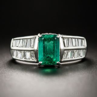 1.58 Carat Emerald Platinum Diamond Ring