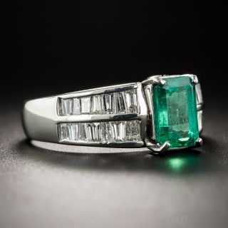1.58 Carat Emerald Platinum Diamond Ring