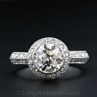 1.58 Carat European Cut Diamond Engagement Ring