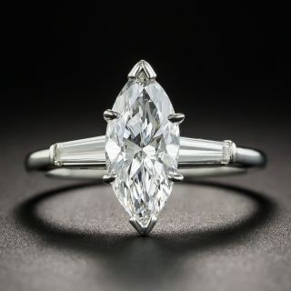 1.58 Carat Marquise Diamond Platinum Engagement Ring - GIA D SI2 - 1
