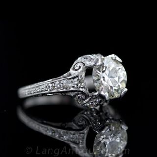 1.58 European Cut Diamond Engagement Ring Circa 1910