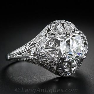 1.59 Carat Antique Cushion-Cut Diamond Ring