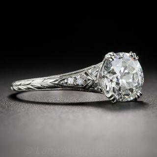 1.59 Diamond Vintage Solitaire Engagement Ring - GIA H VS2 