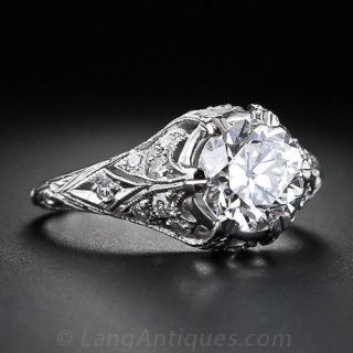 1.60 Carat Art Deco Diamond Engagement Ring