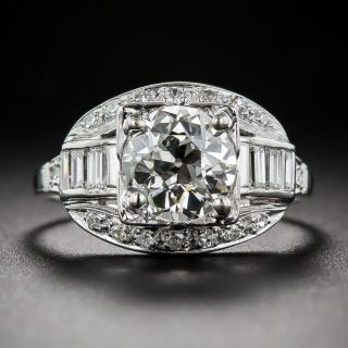 1.60 Carat Art Deco Platinum and Diamond Engagement Ring