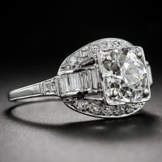 1.60 Carat Art Deco Platinum and Diamond Engagement Ring