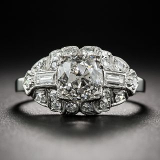 1.60 Carat Diamond and Platinum Art Deco Engagement Ring
