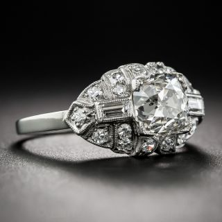 1.60 Carat Diamond and Platinum Art Deco Engagement Ring