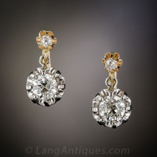 1.60 Carat Old Mine-Cut Antique Diamond Earrings 