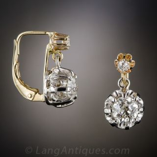 1.60 Carat Old Mine-Cut Antique Diamond Earrings 