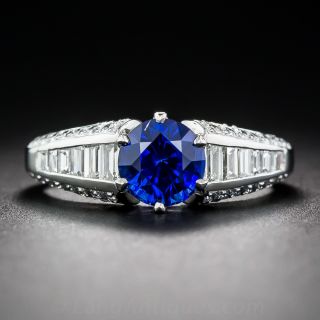 1.60 Carat Sapphire, Diamond and Platinum Art Deco Style Ring 