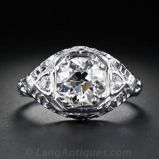 1.60 Carat Vintage Filligree Diamond Ring