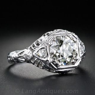 1.60 Carat Vintage Filligree Diamond Ring