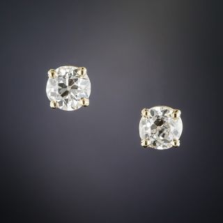 1.60 Carats European-Cut Diamond Stud Earrings - 2