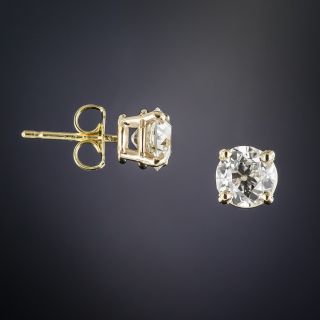 1.60 Carats European-Cut Diamond Stud Earrings