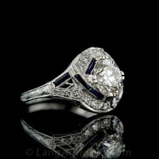 1.60 ct. Euro-Cut Art Deco Engagement Ring