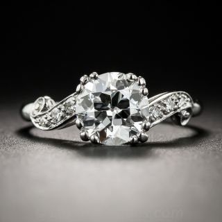 1.61 Carat Diamond Platinum Vintage Engagement Ring - GIA G VS1  - 1