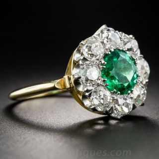 1.61 Carat Round Emerald and Diamond Ring