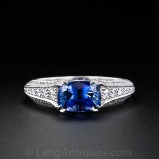 1.61 Carat Sapphire Diamond Engagement Ring