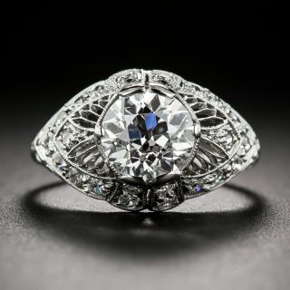 1.63 Carat GIA G SI1 Edwardian/Art Deco Platinum and Diamond Engagement Ring