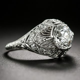 1.63 Carat GIA G SI1 Edwardian/Art Deco Platinum and Diamond Engagement Ring