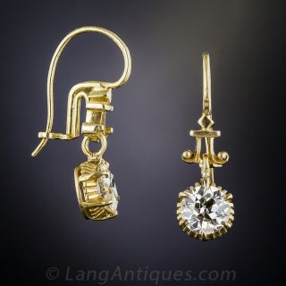 1.65 Carat Antique Diamond Earrings