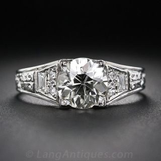 1.65 Carat Art Deco Platinum Diamond Engagement Ring