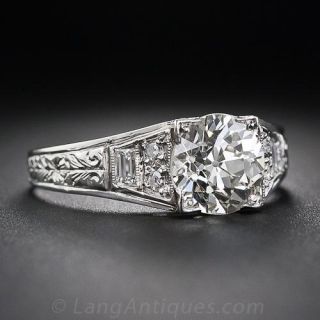 1.65 Carat Art Deco Platinum Diamond Engagement Ring