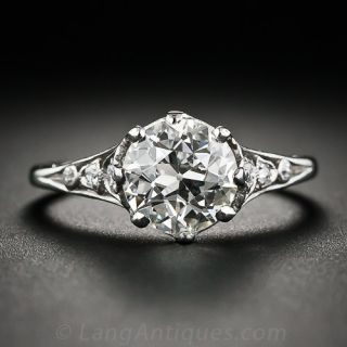 1.65 Carat Diamond Platinum Antique Engagement Ring