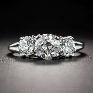 1.65 Carat Vintage Three-Stone Platinum Diamond Ring