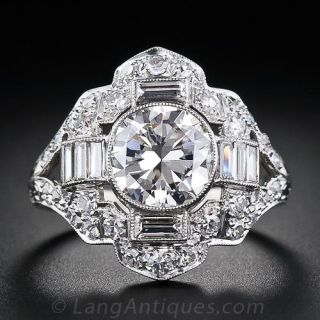 1.67 Carat  Art Deco Diamond Ring