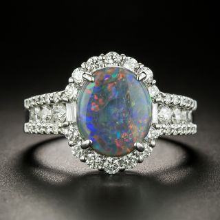 1.67 Carat Black Opal and Diamond Halo Ring - 2