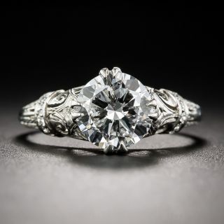 1.68 Carat Diamond  and Platinum Vintage Engagement Ring GIA E SI1 - 1