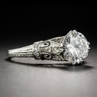 1.68 Carat Diamond  and Platinum Vintage Engagement Ring GIA E SI1