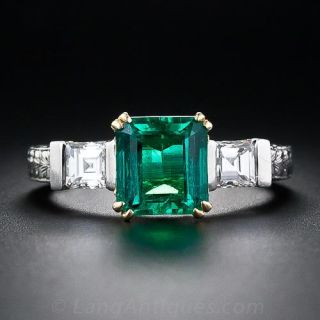1.68 Carat Emerald and Diamond Ring