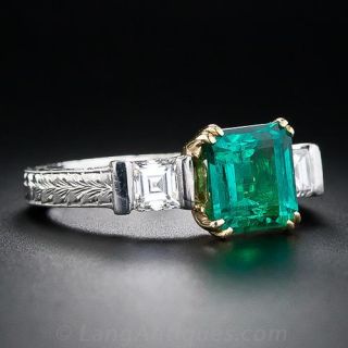 1.68 Carat Emerald and Diamond Ring