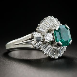 1.68 Carat Emerald Diamond Platinum Ring