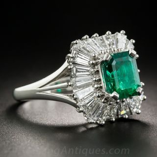 1.86 Carat Emerald Platinum and Diamond Ballerina Ring