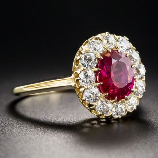 1.68 Carat Natural Burma Ruby and Diamond Ring