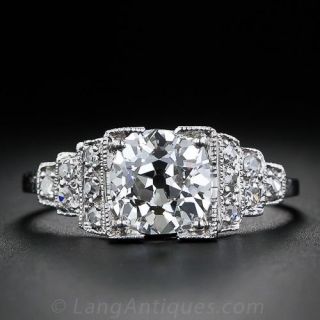 1.70 Carat Antique Cushion-Cut Engagement Ring in Platinum